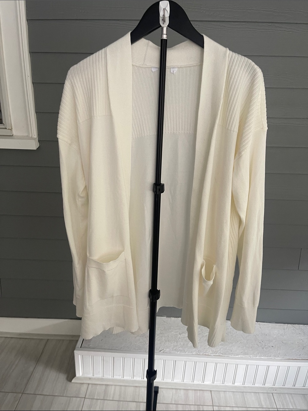 Open-Front Cream Women's Cardigan Sweater Size M